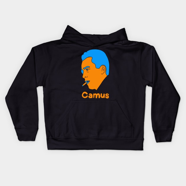 Albert Camus - French Philosophy Existentialist - Orange Edition Kids Hoodie by isstgeschichte